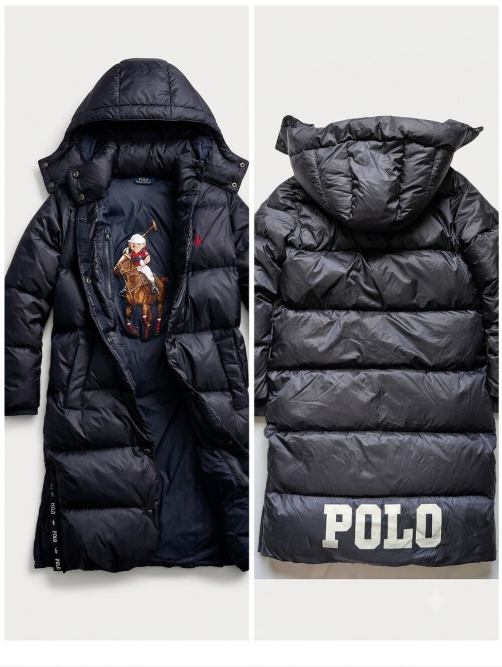 Polo Ralph Lauren Long Down Puffer Jacket M 650 Fill Water Repellent Hooded Coat